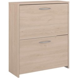 Meuble a chaussures 2 abattants - EASY LIFE - Chene - 66,5 x 78,5 x 25