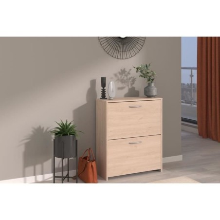 Meuble a chaussures 2 abattants - EASY LIFE - Chene - 66,5 x 78,5 x 25,1 - PARISOT