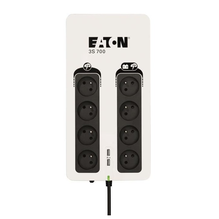 Onduleur/Multiprise/Parafoudre - EATON 3S 700 FR - Off-line UPS - 3S700F - 700VA (8 prises françaises + 1 prise protection tel Onduleur/Multiprise/Parafoudre - EATON 3S 700 FR - Off-line UPS - 3S700F - 700VA (8 prises françaises + 1 prise protection tel