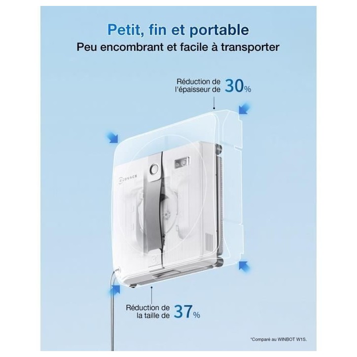 ECOVACS WINBOT Mini - Robot de Nettoyage de vitres - Design Compact - Double Buses avec pulvérisation ultrasonique ECOVACS WINBOT Mini - Robot de Nettoyage de vitres - Design Compact - Double Buses avec pulvérisation ultrasonique