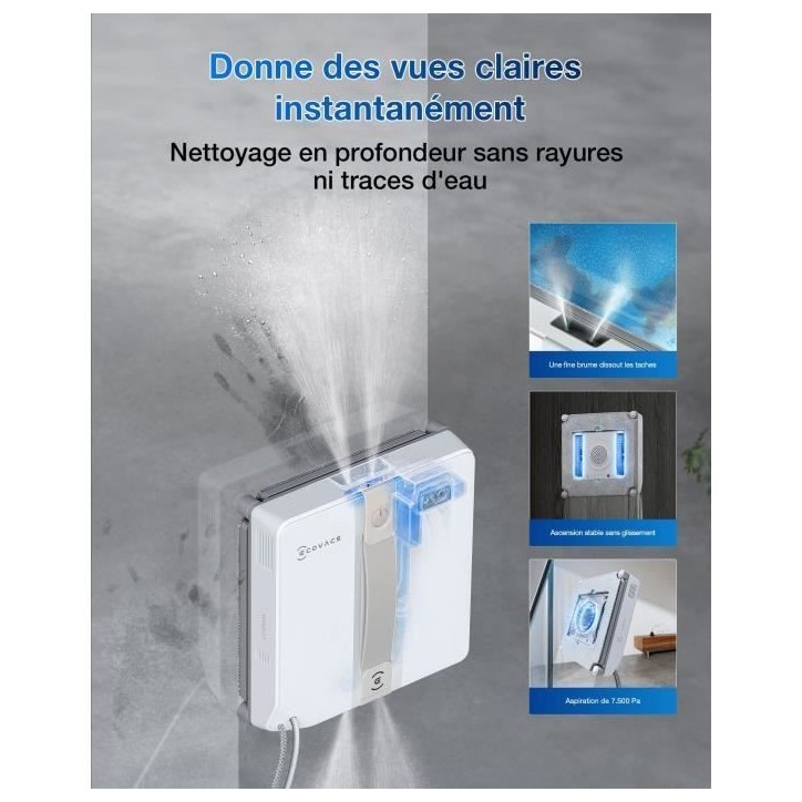 ECOVACS WINBOT Mini - Robot de Nettoyage de vitres - Design Compact - Double Buses avec pulvérisation ultrasonique ECOVACS WINBOT Mini - Robot de Nettoyage de vitres - Design Compact - Double Buses avec pulvérisation ultrasonique