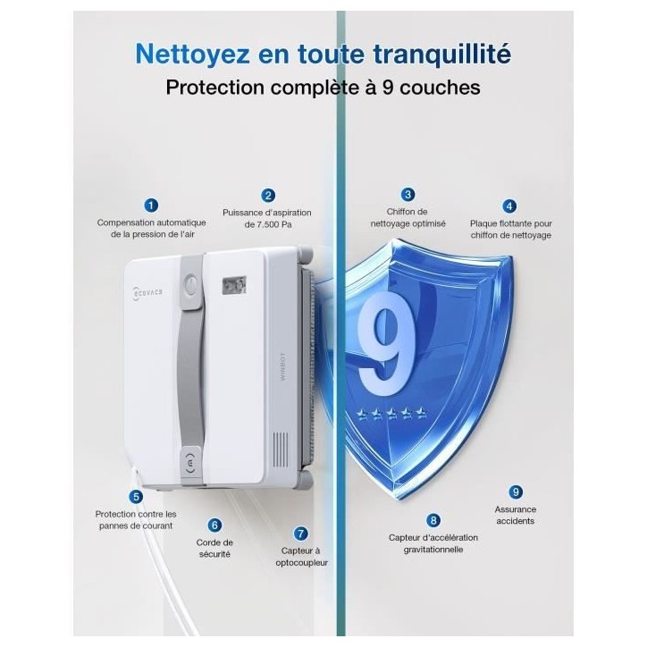 ECOVACS WINBOT Mini - Robot de Nettoyage de vitres - Design Compact - Double Buses avec pulvérisation ultrasonique ECOVACS WINBOT Mini - Robot de Nettoyage de vitres - Design Compact - Double Buses avec pulvérisation ultrasonique