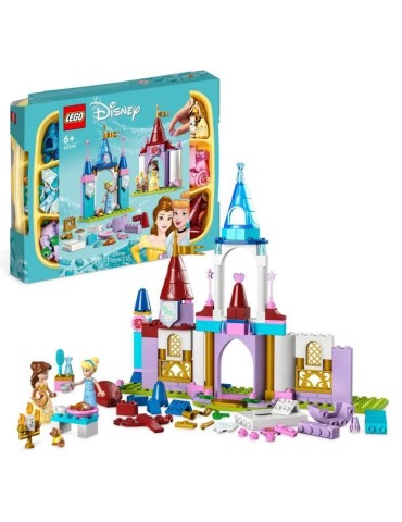 LEGO Disney Princess 43219 Châteaux Créatifs, Jouet Château avec Mini-Poupées Belle et Cendrillon