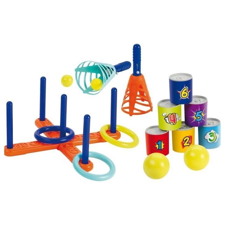 Jeu d'adresse - ECOIFFIER - Pack 3 Sports - Chamboule tout, Jeu de croix, Lance-balles Jeu d'adresse - ECOIFFIER - Pack 3 Sports - Chamboule tout, Jeu de croix, Lance-balles