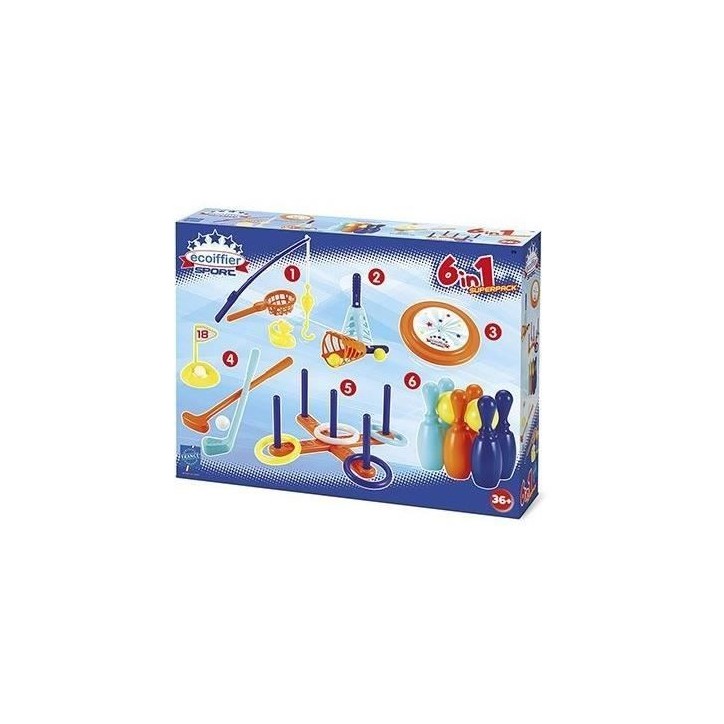 Coffret sport 6 en 1 ECOIFFIER - Jeux de sport pour enfant des 18 mois - Origine France Garantie Coffret sport 6 en 1 ECOIFFIER - Jeux de sport pour enfant des 18 mois - Origine France Garantie