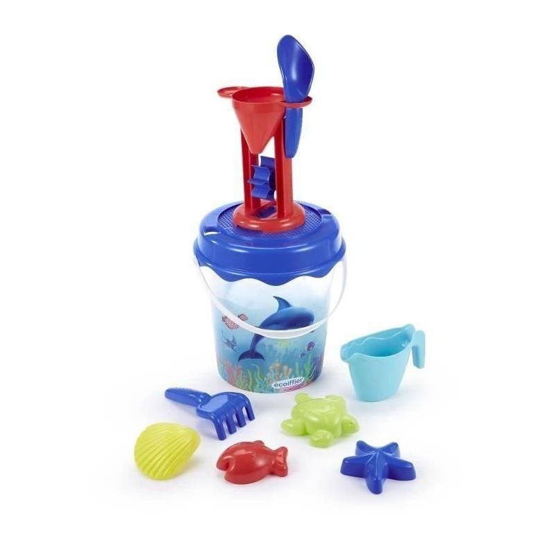 Jeu de plage - ECOIFFIER - 513 - Seau transparent décor dauphin avec Jeu de plage - ECOIFFIER - 513 - Seau transparent décor dauphin avec