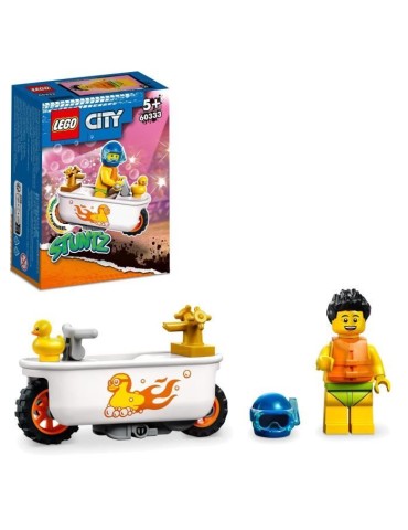 LEGO City Stuntz La Moto de Cascade Baignoire - Jouet avec Minifigurines de Cascadeurs