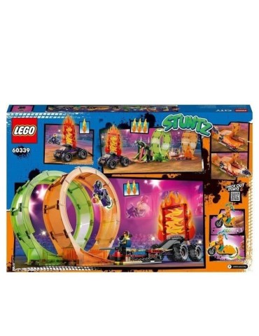 LEGO 60339 City Stuntz L'Arene de Cascade avec Double Looping, Monster Truck Jouet, avec Moto, Figurine Cascadeur, Enfants Des 7