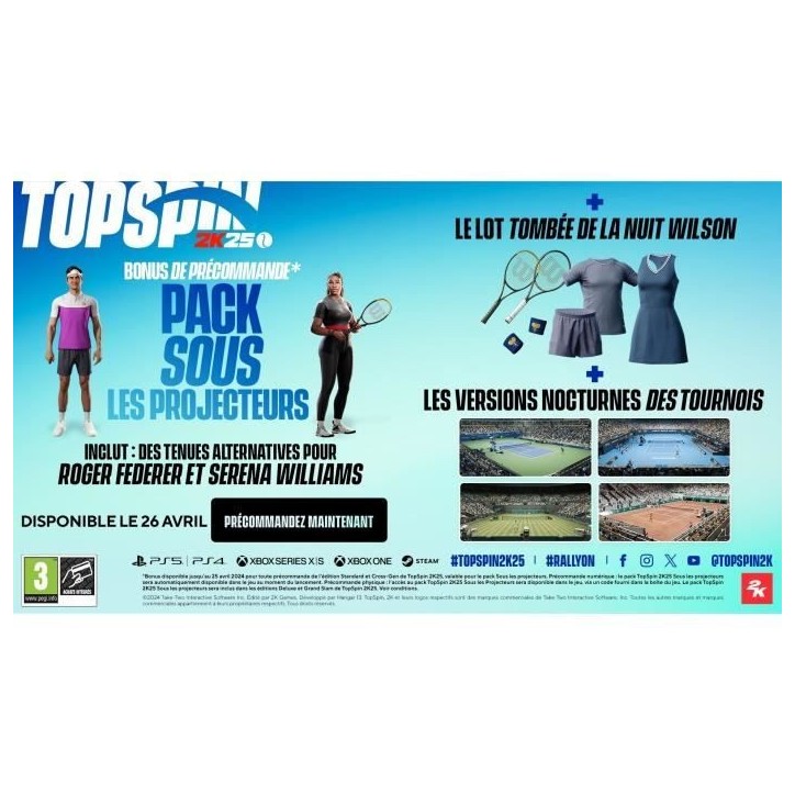 TopSpin 2K25 - Jeu PS5 - Edition Standard