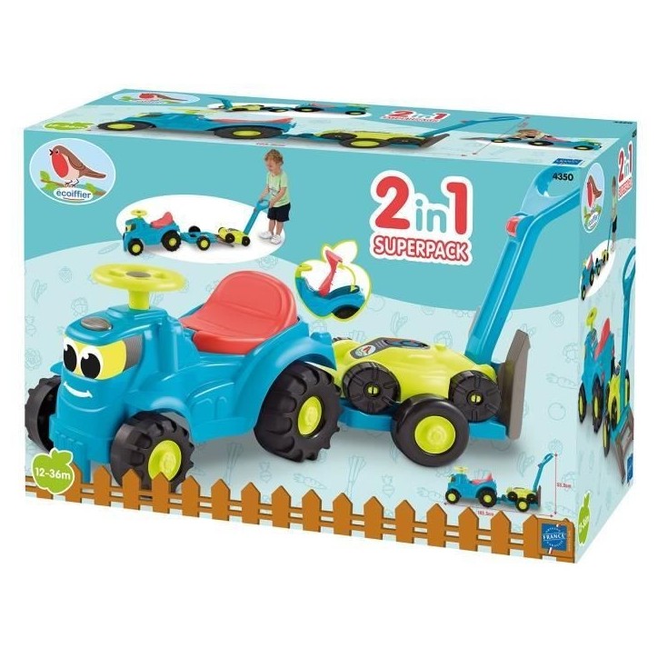 Porteur Tracteur remorque + tondeuse 103,5 cm - ECOIFFIER - Pour bébé - Multicolore - Origine France Garantie Porteur Tracteur remorque + tondeuse 103,5 cm - ECOIFFIER - Pour bébé - Multicolore - Origine France Garantie