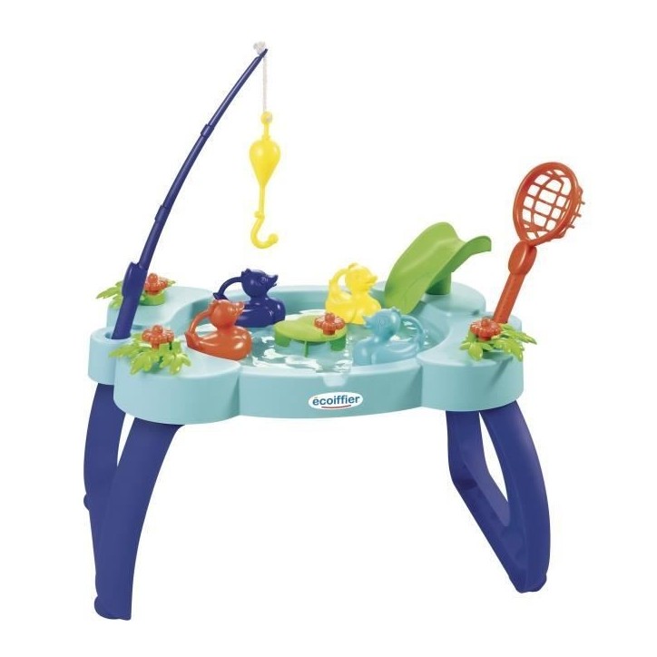 ECOIFFIER - Table peche a la ligne - 4 canards, canne, épuisette, toboggan et manivelle en forme de nénuphar ECOIFFIER - Table peche a la ligne - 4 canards, canne, épuisette, toboggan et manivelle en forme de nénuphar