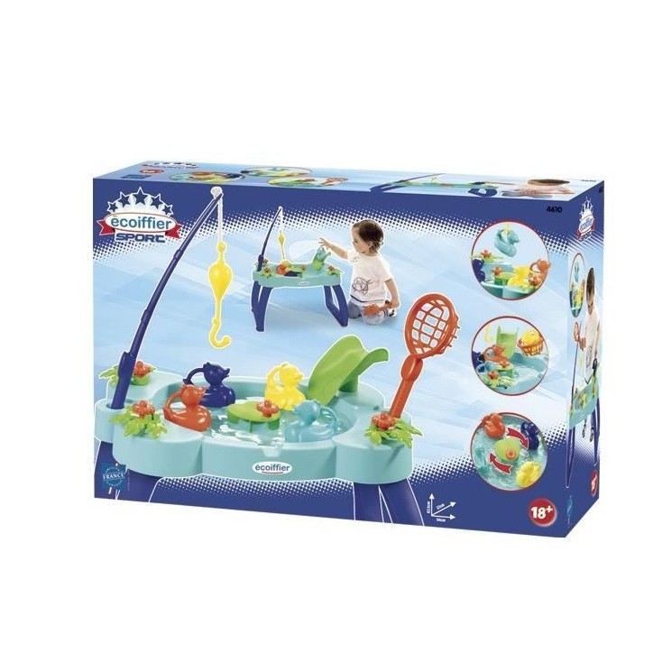 ECOIFFIER - Table peche a la ligne - 4 canards, canne, épuisette, toboggan et manivelle en forme de nénuphar ECOIFFIER - Table peche a la ligne - 4 canards, canne, épuisette, toboggan et manivelle en forme de nénuphar