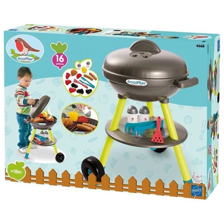 Jouets Ecoiffier - Barbecue Charbon + 16 Accessoires - Outillage de Jardin pour Enfants - Fabriqué en France Jouets Ecoiffier - Barbecue Charbon + 16 Accessoires - Outillage de Jardin pour Enfants - Fabriqué en France