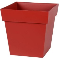 EDA Pot de fleur carré TOSCANE - 22 L - 32 x 32 x H 32 cm - Rouge rub