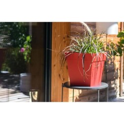 EDA Pot de fleur carré TOSCANE - 22 L - 32 x 32 x H 32 cm - Rouge rub