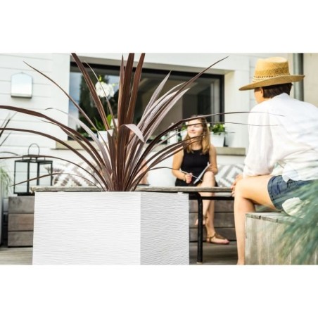 Bac a fleurs Carré 40 cm - EDA - Graphit - 31 L - 39 x 39 x H. 43 cm - Blanc Cérusé