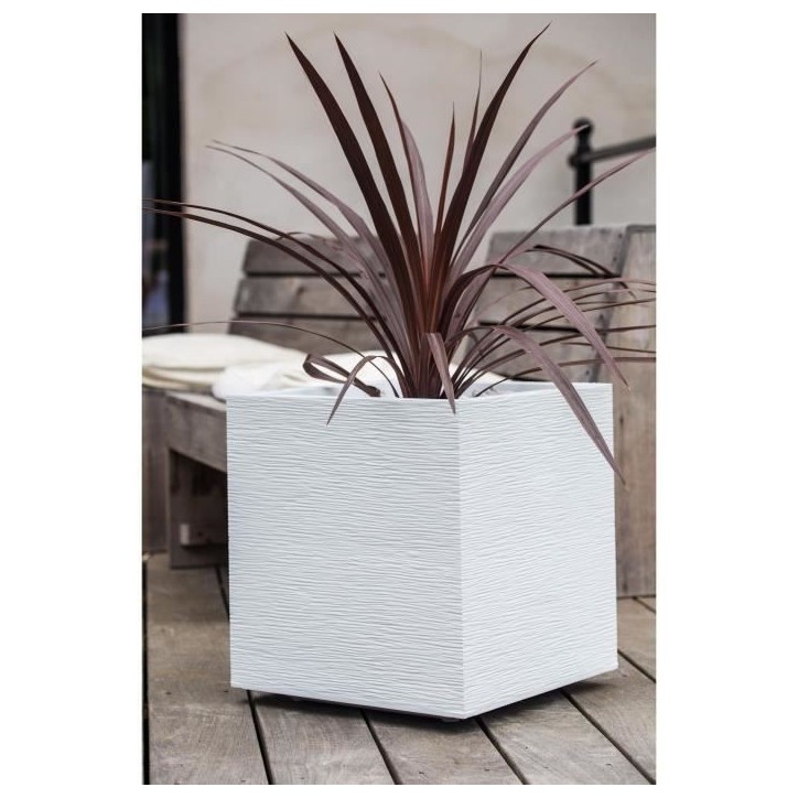 Bac a fleurs Carré 40 cm - EDA - Graphit - 31 L - 39 x 39 x H. 43 cm - Blanc Cérusé