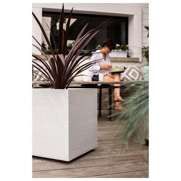 Bac a fleurs Carré 40 cm - EDA - Graphit - 31 L - 39 x 39 x H. 43 cm - Blanc Cérusé