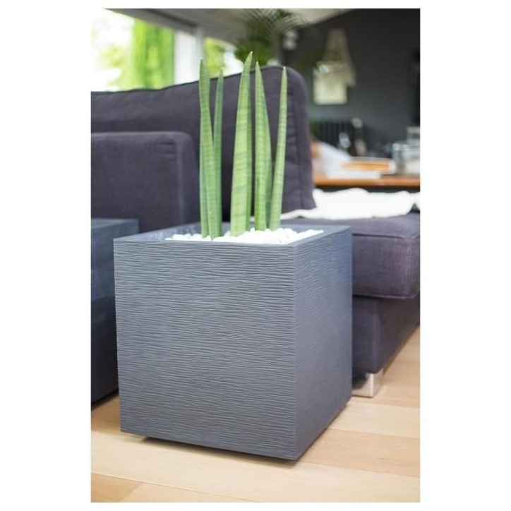 Bac a fleurs Carré 40 cm - EDA - Graphit - 31 L - 39 x 39 x H. 43 cm - Gris Anthracite
