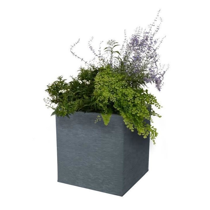 Bac a fleurs Carré 40 cm - EDA - Graphit - 31 L - 39 x 39 x H. 43 cm - Gris Anthracite