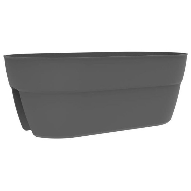 EDA Jardiniere Cavaliere OSAKA 19,5 L - 56 x 30,1 x H.20,6 cm - Gris anthracite - Pour Balcons et Rambardes EDA Jardiniere Cavaliere OSAKA 19,5 L - 56 x 30,1 x H.20,6 cm - Gris anthracite - Pour Balcons et Rambardes