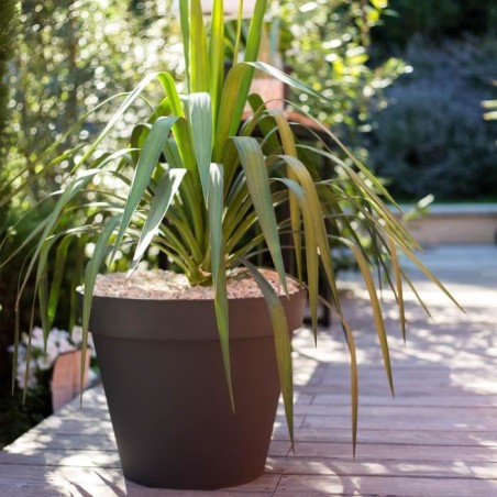 EDA Pot de fleur rond TOSCANE - 43 L - Ø 47,5 x H.40 cm - Gris Anthracite - Intérieur/Extérieur