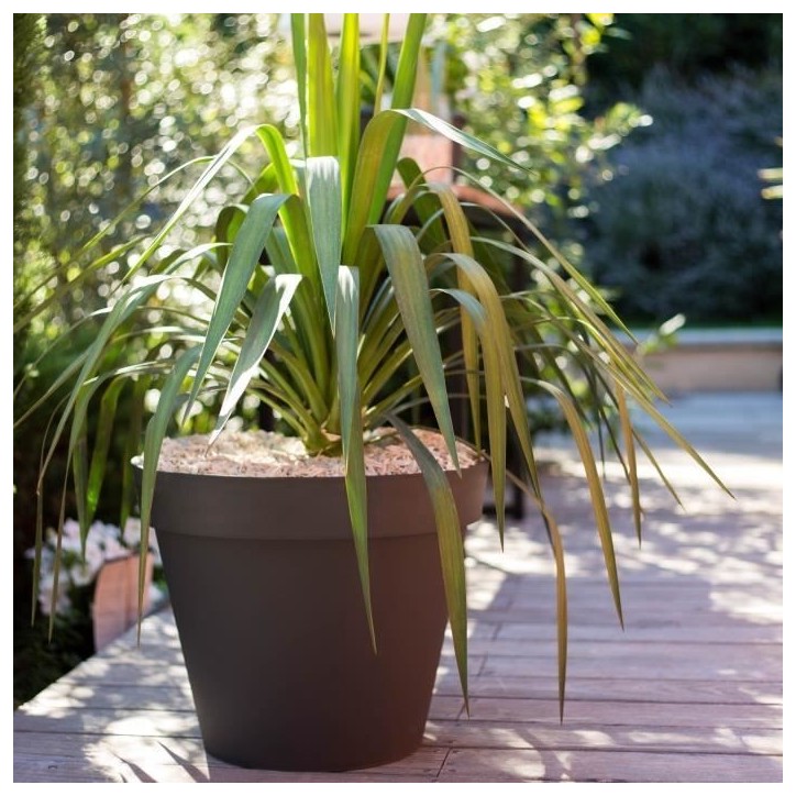 EDA Pot de fleur rond TOSCANE - 43 L - Ø 47,5 x H.40 cm - Gris Anthracite - Intérieur/Extérieur EDA Pot de fleur rond TOSCANE - 43 L - Ø 47,5 x H.40 cm - Gris Anthracite - Intérieur/Extérieur