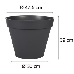 EDA Pot de fleur rond TOSCANE - 43 L - Ø 47,5 x H.40 cm - Gris Anthra