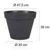 EDA Pot de fleur rond TOSCANE - 43 L - Ø 47,5 x H.40 cm - Gris Anthra