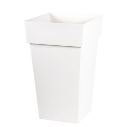 EDA Pot de fleur haut carré TOSCANE - 62 L - 39 x 39 x H 65 cm -Blanc