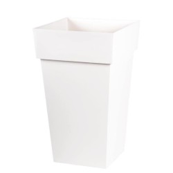 EDA Pot de fleur haut carré TOSCANE - 62 L - 39 x 39 x H 65 cm -Blanc