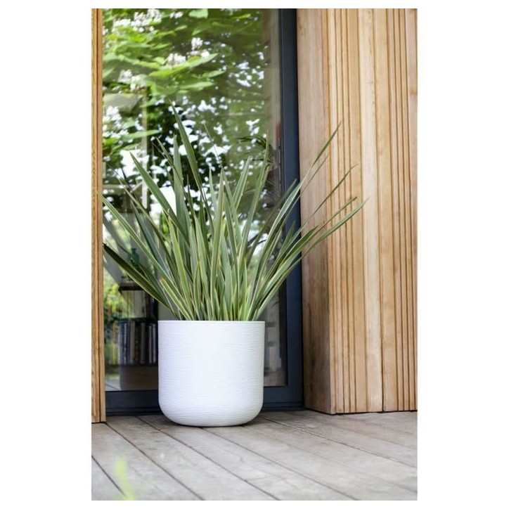 EDA Pot de fleurs rond GRAPHIT UP - 67 L - Ø 49 cm x H 46,2 cm - Blanc cérusé