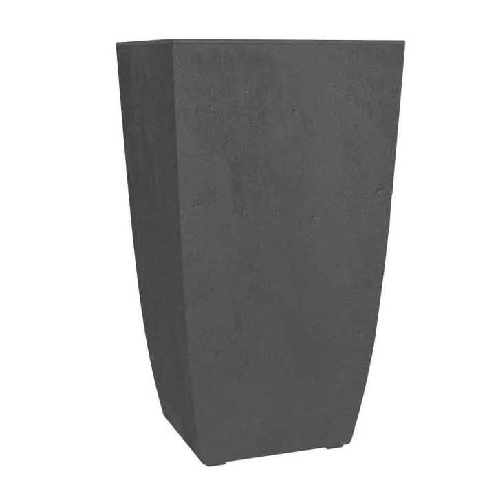 EDA Bac a fleurs Carré haut DIVA BASALT - 42 L - 43,5 x 43,5 x H.78.2 cm -Bac intérieur amovible - Gris anthracite