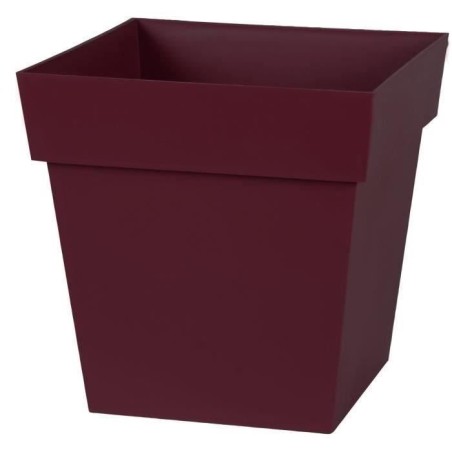 EDA Pot de fleur carré TOSCANE - 22 L - 32 x 32 x H 32 cm - Rouge bou