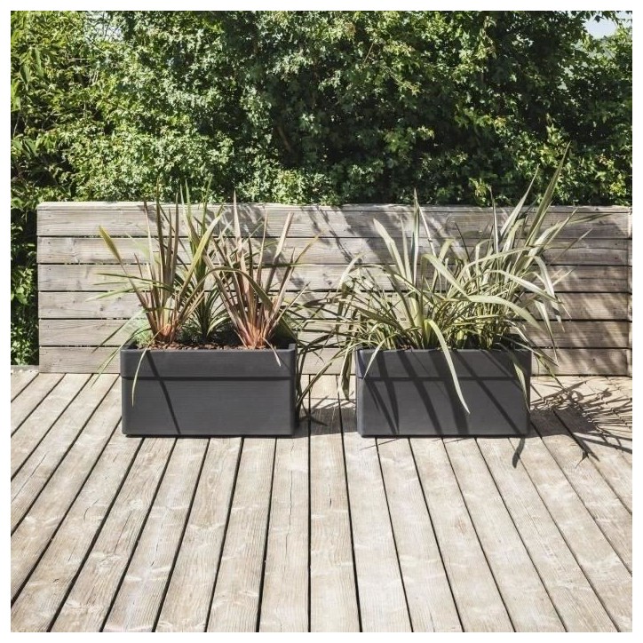 Jardiniere 80 cm - EDA - CAREL - 63 L - Avec roulettes - Extérieur ou intérieur - 78 x 39 x H.39 cm - Gris Anthracite Jardiniere 80 cm - EDA - CAREL - 63 L - Avec roulettes - Extérieur ou intérieur - 78 x 39 x H.39 cm - Gris Anthracite