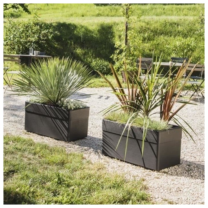 Jardiniere 80 cm - EDA - CAREL - 63 L - Avec roulettes - Extérieur ou intérieur - 78 x 39 x H.39 cm - Gris Anthracite Jardiniere 80 cm - EDA - CAREL - 63 L - Avec roulettes - Extérieur ou intérieur - 78 x 39 x H.39 cm - Gris Anthracite