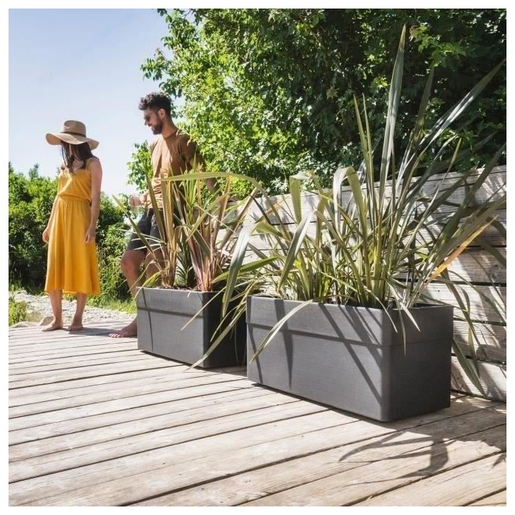 Jardiniere 80 cm - EDA - CAREL - 63 L - Avec roulettes - Extérieur ou intérieur - 78 x 39 x H.39 cm - Gris Anthracite Jardiniere 80 cm - EDA - CAREL - 63 L - Avec roulettes - Extérieur ou intérieur - 78 x 39 x H.39 cm - Gris Anthracite