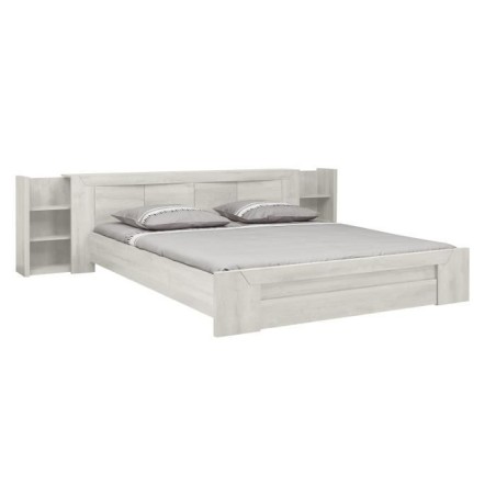 Lit double adulte EDEN - 180x200 cm Bois et chene blanchi - 1 tiroir -