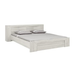 Lit double adulte EDEN - 180x200 cm Bois et chene blanchi - 1 tiroir -