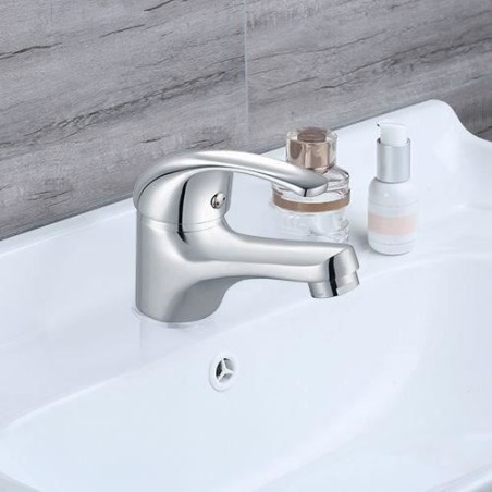 Mitigeur lavabo - EDOUARD ROUSSEAU - Cardiff - Cartouche céramique Ø 40 mm - Aérateur réducteur de débit - Bec fixe - Chrom