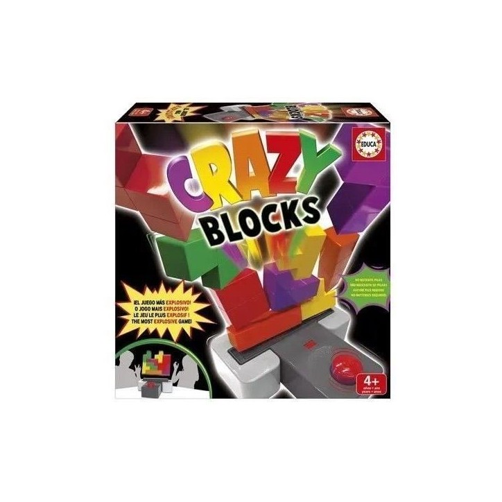 Jeu d'adresse - EDUCA - CRAZY BLOCKS - 15 blocs colorés - a partir de 4 ans - 2 joueurs ou plus