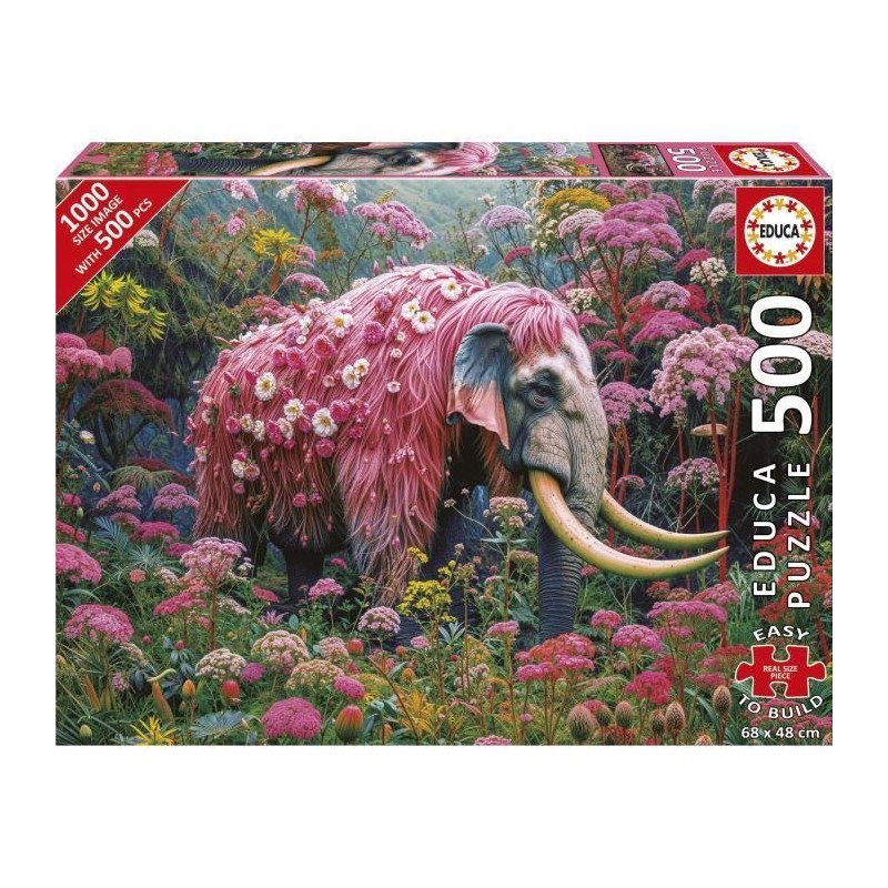 Puzzle - EDUCA - Éléphant Fleuri - 500 pieces - Theme Animaux - Pour Puzzle - EDUCA - Éléphant Fleuri - 500 pieces - Theme Animaux - Pour