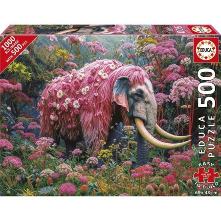 Puzzle - EDUCA - Éléphant Fleuri - 500 pieces - Theme Animaux - Pour
