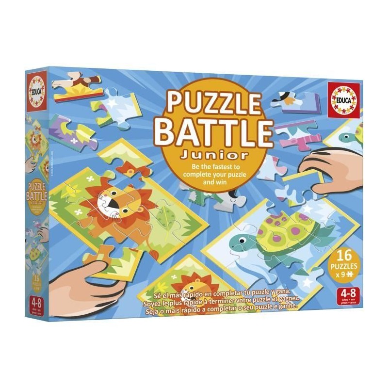 Puzzle - EDUCA - Battle Jr Animals - 16 puzzles - 9 pieces par puzzle Puzzle - EDUCA - Battle Jr Animals - 16 puzzles - 9 pieces par puzzle