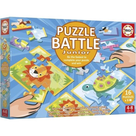 Puzzle - EDUCA - Battle Jr Animals - 16 puzzles - 9 pieces par puzzle