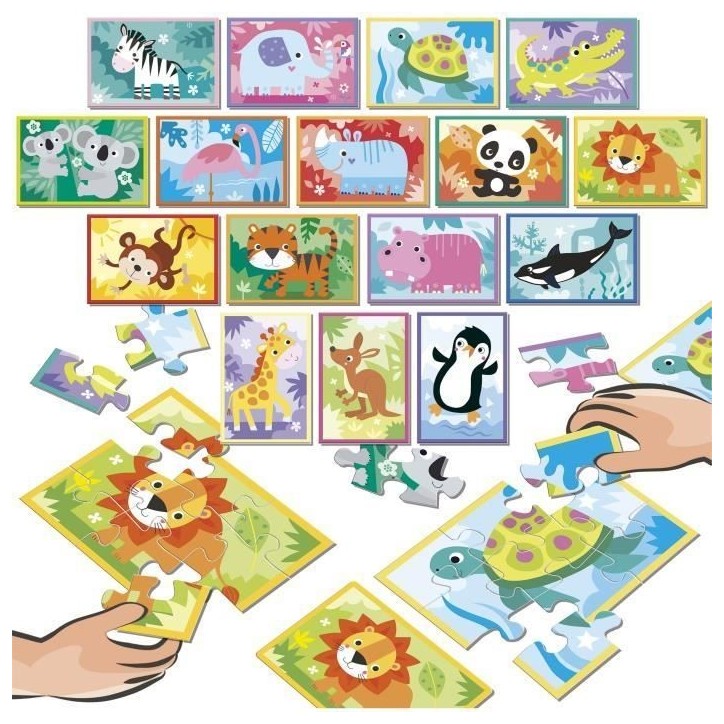 Puzzle - EDUCA - Battle Jr Animals - 16 puzzles - 9 pieces par puzzle - Pour enfants a partir de 4 ans Puzzle - EDUCA - Battle Jr Animals - 16 puzzles - 9 pieces par puzzle - Pour enfants a partir de 4 ans