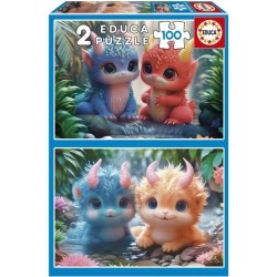 Puzzle - EDUCA - Monstres Mignons - 2 x 100 pieces - Pour enfants des