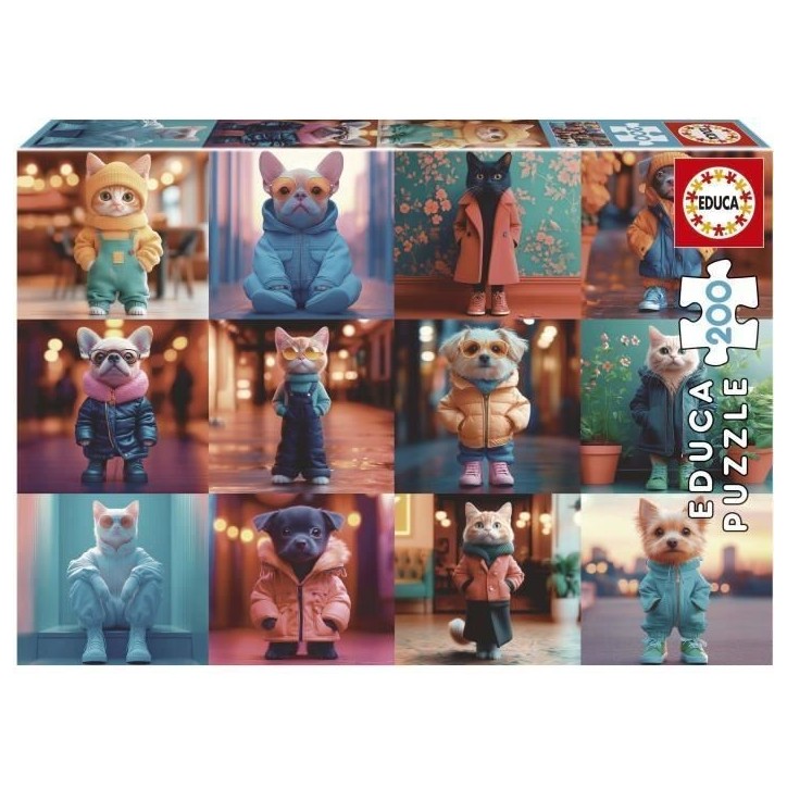 Puzzle - EDUCA - Animaux a la Mode - 200 pieces - Activité ludique - Développe la concentration Puzzle - EDUCA - Animaux a la Mode - 200 pieces - Activité ludique - Développe la concentration