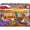 Puzzle - EDUCA - Chiens Jouant a la Plage - 1000 pieces - 68 x 48 cm -