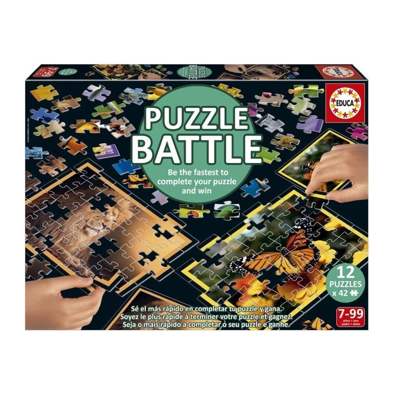 Puzzle - EDUCA - Battle Jr Natura - 12 puzzles - 42 pieces - Theme nat Puzzle - EDUCA - Battle Jr Natura - 12 puzzles - 42 pieces - Theme nat